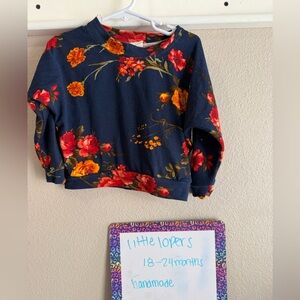 Floral Kids Sweatshirt - Navy and Red